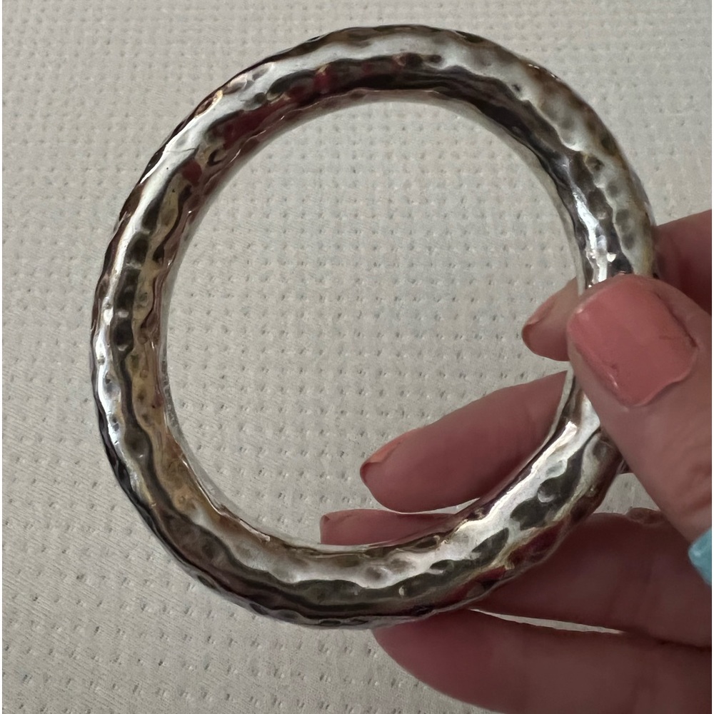 Retired Silpada Sterling Silver Oval Hammered Bangle